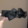 Pinza para el pelo con lazo de satén negro de alta gama, Pinza banana extragrande para la parte trasera de la cabeza, Accesorio para el pelo sujetador de cola de caballo