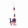 Pendente Cordão de Contas Dia da Independência Americana Novo Produto Transfronteiriço Pingente Criativo Marca de Madeira Franja de Corda de Cânhamo Cordão de Contas de Madeira Decoração de Festa