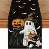 Nuevo camino de mesa de Halloween transfronterizo con estampado de calabaza, fantasma y calavera, mantel rectangular decorativo de lino, personalizable