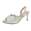 Sandalias de Tacón Alto de Tamaño Grande con Pedrería, Estilo Nuevo de Verano 2026, Comercio Exterior, Tacón Delgado, Sandalias Boca de Pez Europeas y Americanas para Mujer, En Stock, Wish