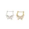 Aretes de circonita de mariposa estilo francés para mujer, aretes cortos retro huecos, aretes personalizados para street style, estilo frío, temperamento de lujo ligero