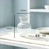 Mini jarrón de cristal con rayas verticales para florero pequeño, tamaño pequeño, jarrón de cristal transparente con flor de cristal hecha a mano, decoración de escritorio, venta al por mayor