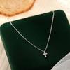 Collar de cruz de circonita diamante coreano de plata esterlina 925 ins viento frío temperamento cadena de clavícula una generación de cabello