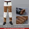 Pantalones de Cuero para Motociclista con Forro de Felpa, Resistentes al Agua y al Aceite, para Hombre en Otoño e Invierno; Pantalones de Algodón y Cuero PU para Hombres de Mediana Edad y Mayores, de Cintura Alta y Adelgazantes