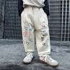 Pantalones de Algodón Elástico con Graffiti para Niños, Estilo Trendy de Primavera y Otoño, Pantalones Largos de Algodón Lindos y Elegantes para Niños Pequeños, Pantalones Casuales
