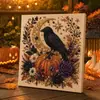 Bestseller transfronteiriço 5D DIY Halloween Corvo Abóbora pintura de diamante com pérolas feita à mão