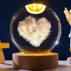 Bola de Cristal Gravada a Laser 3D K9 Bola de Vidro Luz Noturna com Base de Madeira Decoração Criativa para Mesa de Escritório Casa Presente de Aniversário