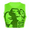 Verão Novo Europeu e Americano Y2K Personagens Impresso Colete Distintivo Rua Umbigo Sem Mangas Slim-fit Spice Girl Crewneck Top