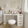 Escritorio para dormitorio, diseñado para niñas, estilo popular, escritorio de computadora, tocador, todo en uno, color crema, escritorio de estudio, escritorio de escritura