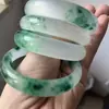 Atacado Pulseiras de Jade Tipo Gelo Femininas com Padrões de Flores Verdes, Pulseiras de Jade Rocha de Quartzo, Pulseiras de Jade Cor Esmeralda