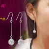 Pendientes de bola de princesa Shambhala chapados en plata y cobre de Zhen Rong, pendientes largos con borlas explosivas y diamantes de cristal.