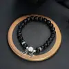 Pulsera de Obsidiana Transfronteriza para Hombres, Sencilla, Moderna y Tendencia, Pulsera de Cuentas de Arena Azul de Estrella y Luna para Mujeres, Joyería Versátil de Alta Gama