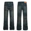 G6879 Jeans Casual Retrô de Alta Qualidade Americano High Street Padrão Bigode de Gato Design Salpicado Masculino Ligeiramente Flare
