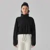 Chaqueta de Forro Polar Personalizada Transfronteriza para Mujer Cuello Alto Cremallera Corta Cárdigan Sudadera de Forro Polar Pedido de Comercio Exterior Procesamiento OEM