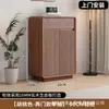Zapatero de madera maciza color nogal para la entrada del hogar, almacenamiento integrado en cajón de gran capacidad, zapatero de entrada, de pie, contra la pared