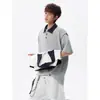 Camisa Polo Manga Curta com Gola Masculina Marca Tendência Verão Camiseta Estilo Coreano Solta Moda 2026 Nova Versátil Camiseta Top