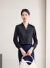 Camisa Azul de Manga Larga con Cuello en V para Mujer Camisa Azul Otoño e Invierno Nueva Moda Profesional Elegante Casual Ropa de Trabajo Top