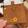 Tienda de Oro Mismo Estilo Pulsera de Cuentas Redondas de Calabaza Brújula de Ocho Tesoros Chapada en Oro, Pulsera de Cuentas Redondas de Fortuna y Prosperidad, Regalo para Novia
