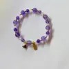 Pulsera de Cristal Amarillo Natural en Forma de Pirámide con Cuentas para Mujer, Amuleto para la Buena Fortuna y la Riqueza durante el Festival del Bote del Dragón, Pulsera de Amatista al por Mayor