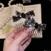 Grampo de Cabelo Luxuoso com Laço Brilhante para Trás para Mulheres, Novo Modelo 2026 Pente Lateral, Ferramenta de Penteado para Arrumar Fios Soltos, Acessório de Cabelo