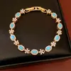 Pulseira Oval Flor de Zircônia Banhada a Ouro Genuína Vintage, Pulseira de Nicho de Luxo Leve, Joia de Mão Exquisita