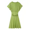 Atacado de roupas femininas transfronteiriço 2026 nova moda elegante vestido longo drapeado justo na cintura com decote redondo emagrecimento