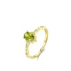 Anillo Huevo de Paloma Fangxing para Mujer, Plata de Ley S925, Retro Francés Europeo y Americano Nicho Lujo Ligero Verde Oliva Anillo Abierto para Dedo Índice