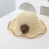Nuevo Sombrero de Sol de Playa de Girasol para Viaje al Aire Libre para Bebé Niña Sombrero de Pescador Moda Coreana Sombrero de Paja de Papel Venta al por Mayor
