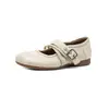 Sapatos Mary Jane Wanwanfeng planos estilo balé com corte baixo e salto plataforma de 2 cm, elegantes e versáteis para o trajeto diário.