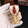 Copas pequeñas de tallo con diseño de rosas, copas de vino pequeñas, vasos individuales, copas de licor de alta gama estilo europeo, copas de vino pequeñas de metal creativas y retro para uso doméstico