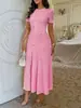Vestido Largo de Manga Corta con Botones Estilo Simple y Elegante Europeo y Americano Diyun Ropa para Mujer Otoño e Invierno 2025 Sitio Independiente de Amazon