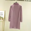 Top base de cuello alto medio para mujer, nueva colección de otoño 2026, corte holgado, adelgazante, de longitud media, camiseta de manga larga