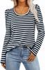 Otoño 2024 Nueva Ropa de Mujer Transfronteriza Europea y Americana Amazon Camiseta de Mujer de Manga Larga con Cuello Redondo Manga Abullonada Camiseta Básica Casual