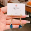 Otoño e Invierno Versátil Clásico Elegante Versátil Pendientes de Borla de Cristal Azul Pavo Real Pendientes Elegantes de Gama Alta Retro