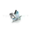 F136 Titânio Pequena Barba Oval Zircônia Brinco Stud Liga de Titânio G23 Joia para Piercing Stud de Cartilagem da Orelha Stud da Concha da Orelha Stud de Lábio
