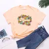 Estación Independiente de Amazon 2023 Nuevo Holgado Casual para Mujer Estampado de Flores Mama Manga Corta Cuello Redondo para Hombre y Mujer