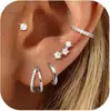 Conjunto de brincos de tarraxa de zircônia estilo europeu e americano para mulheres, brincos simples e versáteis, cobre banhado a ouro, moda de luxo leve estilo para o dia a dia