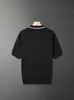 Polo de Punto para Hombre, Seda de Hielo, Delgado, Secado Rápido, Cuello Camisero, Estilo de Negocios, Verano, Manga Corta Ligeramente Maduro, Estilo Coreano