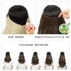 Cabelo de fio de pesca europeu e americano, peça de extensão de cabelo de uma peça, fibra química, seda fosca de alta temperatura, cabelo longo cacheado, peruca de cabelo liso transfronteiriça