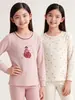 Ropa térmica de otoño para niñas, ropa interior de algodón puro para niñas pequeñas, capa base de invierno, top de cuello redondo para niñas pequeñas, pijamas para niños