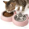Cuencos para Mascotas Skrtuan de Acero Inoxidable, Doble Cuenco para Comida y Agua para Perros, Gatos y Conejos, Alimentador Antideslizante para Mascotas con Diseño Lindo, Libre de BPA, Aptos para Lavavajillas