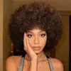 Pelucas Europeas y Americanas Transfronterizas, Postizos de Fibra de Alta Temperatura Afro, Cabello Largo Liso, Rizos Africanos Pequeños, Cabello Rizado Corto y Largo Esponjoso, Kinky