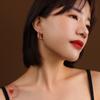Marca Aretes Geométricos Exagerados en Forma de U Franceses Europeos y Americanos Aretes Simples Atmosféricos Acero de Titanio Oro de 18K Aretes Distintivos de Moda