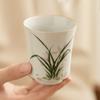 Taza fragante de orquídea pintada a mano de fábrica, taza de té pequeña, taza de té personal para damas, juego de té de cerámica kung fu, taza maestra, taza individual