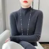 Suéter top moderno, versátil y cómodo, tejido de lana sin costuras, capa interior de lana pura, acanalado, corte ajustado y adecuado como capa base para mujer.