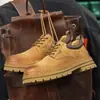 Zapatos de trabajo transfronterizos WM para hombre, nuevo modelo primavera 2026, botines amarillos de alta calidad, zapatos casuales retro para hombre con suela gruesa
