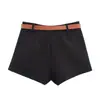 Moda Feminina Casual Versátil Outono Novo Estilo Europeu e Americano Saia Shorts com Cinto Dupla Face