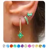 Brincos de argola para cartilagem transfronteiriços da Amazon, brincos com pedra de nascimento, conjunto de brincos femininos multicoloridos, moderno e simples