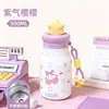 Taza aislada con tapa en forma de estrella de acero inoxidable 316, diseño de caricatura elegante, portátil con asa, adecuada para niñas y estudiantes