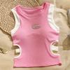 Camisola estilo americano Sweet Spice Girl Design Sense Niche, roupa íntima feminina, roupa externa sexy, curta e gordinha, sem mangas, para o verão